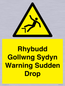 Rhybudd Gollwng Sydyn Warning Sudden Drop